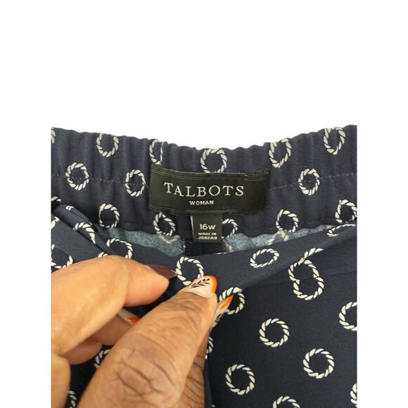 Talbots Woman Pants Plus Black Navy Nautical Relaxed Straight Leg Size 16W - Picture 2 of 13
